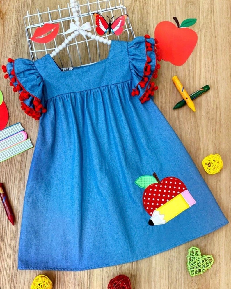 Girls Back To School Dress First day of school dress toddler image 0