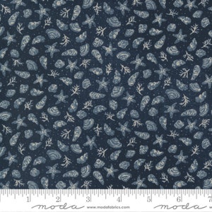 Small Sea Shell  Fabric by Moda, Dark Ocean to the Sea Cotton Fabric