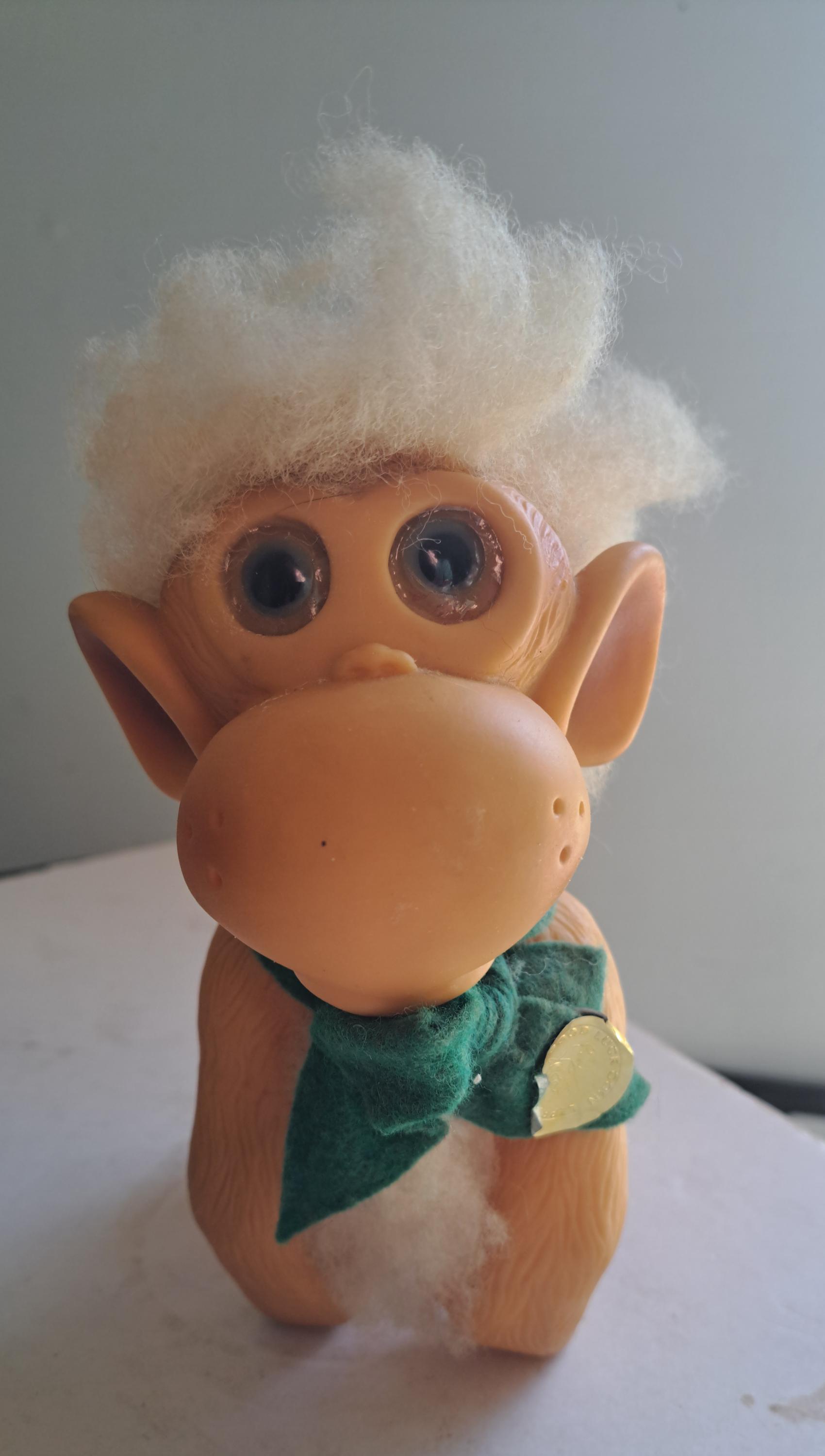 Vintage 1967 International Monkey Troll 7" Tall Good Luck Coin Leprechaun Badge