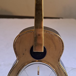 Vintage Brass Swiss Swiza Guitar Clock 7&quot; tall Parts or Repair Does NOT work