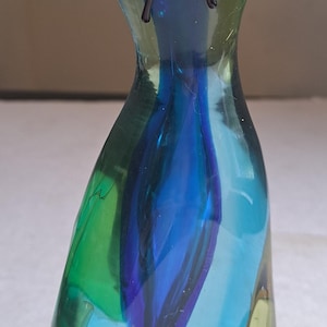 Vintage Italian Murano Blue Glass Cat 7.25&quot; tall