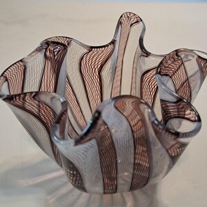 Vintage Venini Murano Fazzoletto Hankerchief Art Glass Mid Century Modern  marked 3.5&quot; wide