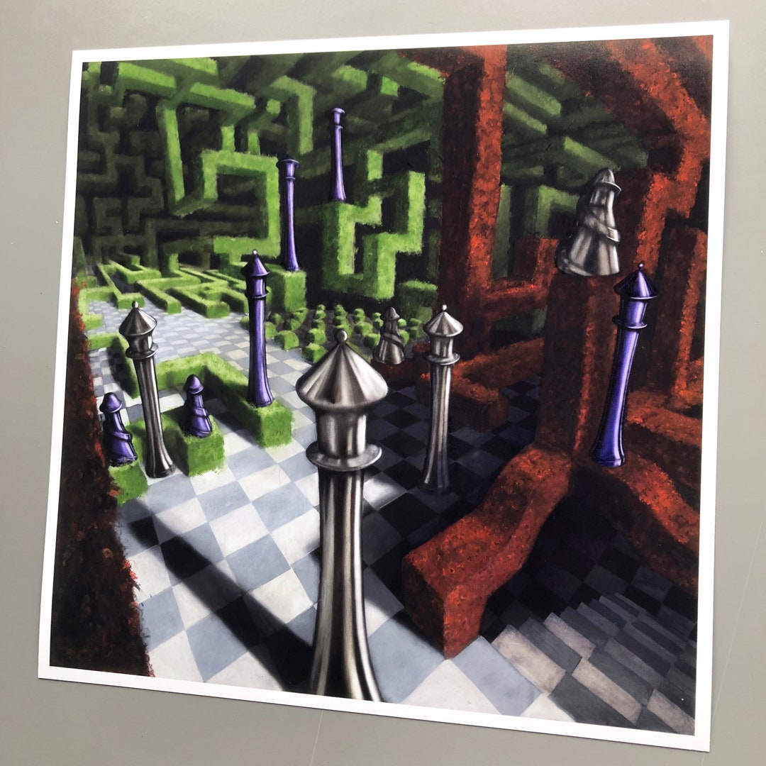 Chess Labyrinth Art Print: 'chequered Future' Games Room Decor - Etsy