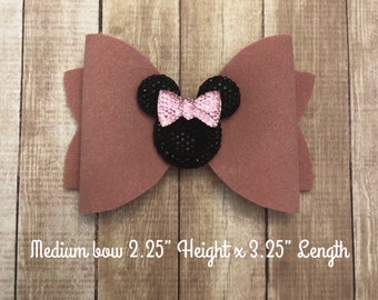 Blush pink bow | pink bow | blush headband | blush Minnie bow | Valentine’s Day bow | Minnie bow | Minnie Mouse bow | Disney bow | suede bow