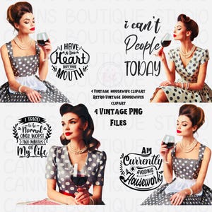 Vintage dona de casa clipart, Retro Vintage Housewives clipart, Sarcástica dona de casa, Retro Housewife clipart, retro clipart, dona de casa clip art