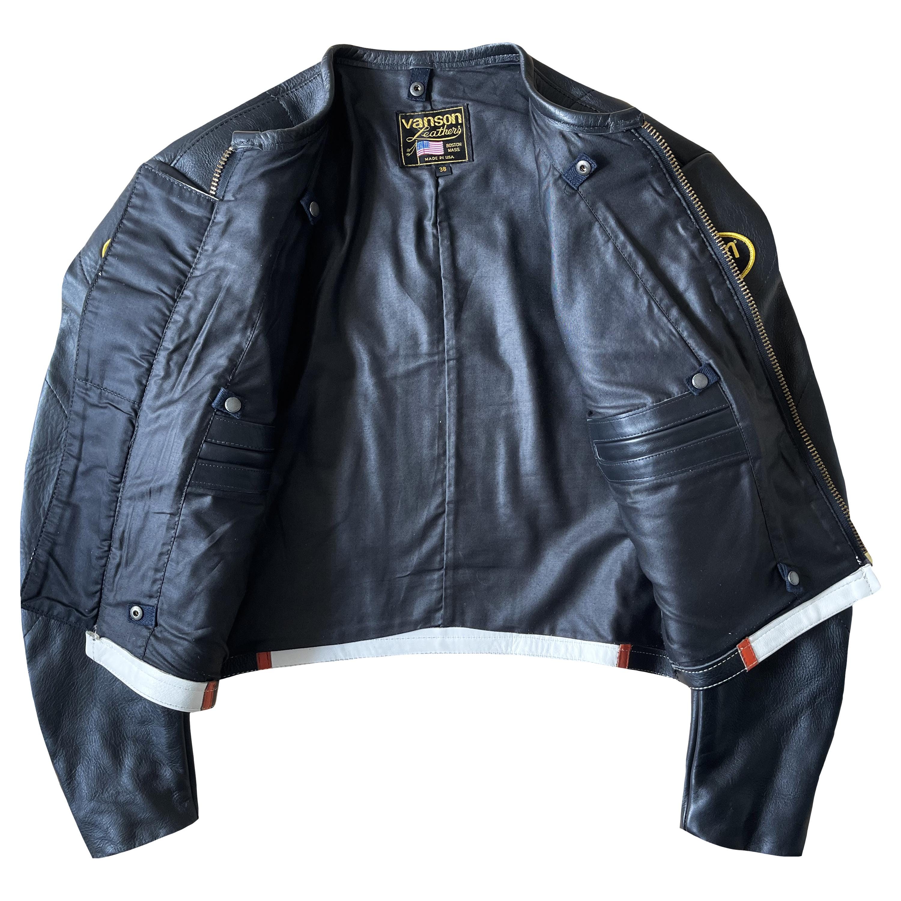 Vanson Leathers スカジャン VTG Vanson Leathers Motorcycle Racer Jacket - Size M - Etsy
