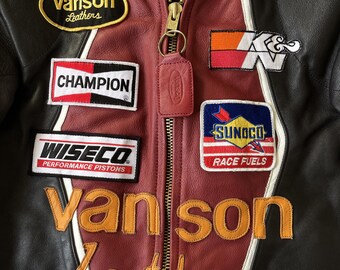 VTG Vanson Leathers One Star Motorcycle Racer Jacket - Size