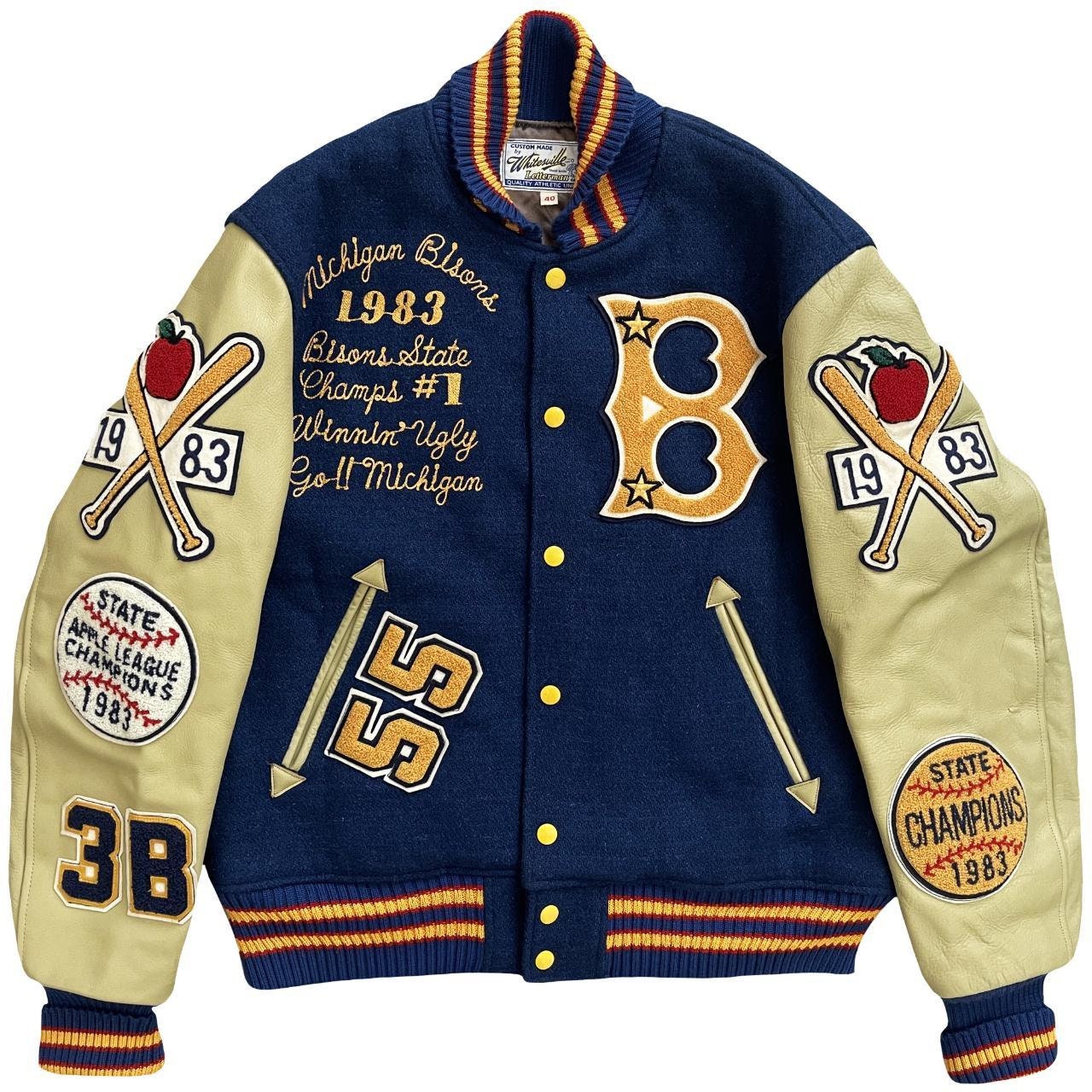 Whitesville Plain Varsity Jacket Men's Letterman Jacket Melton