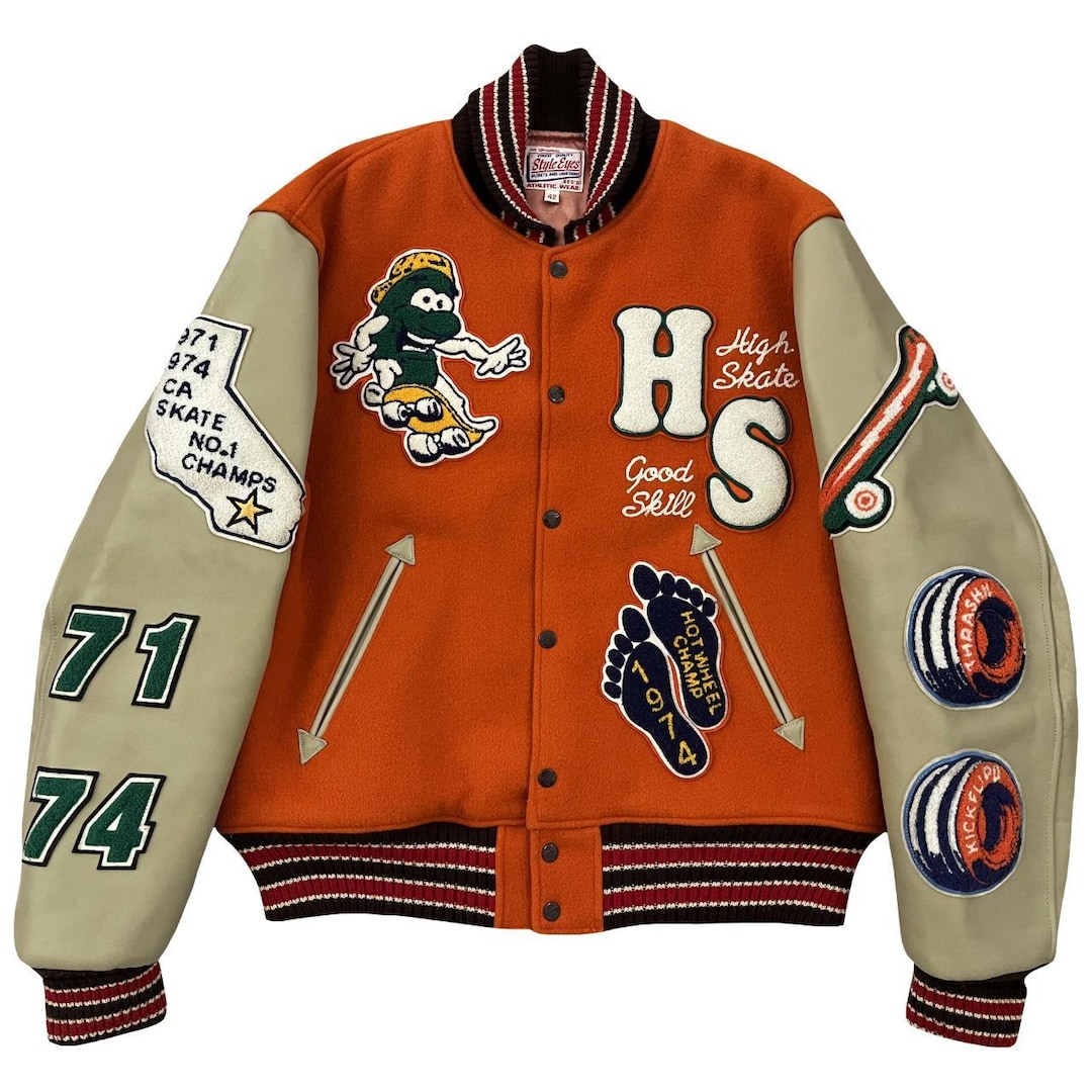 PERSON'S VARSITY ジャケット Buy VTG Style Eyes Varsity Jacket - Size XL Online in India - Etsy