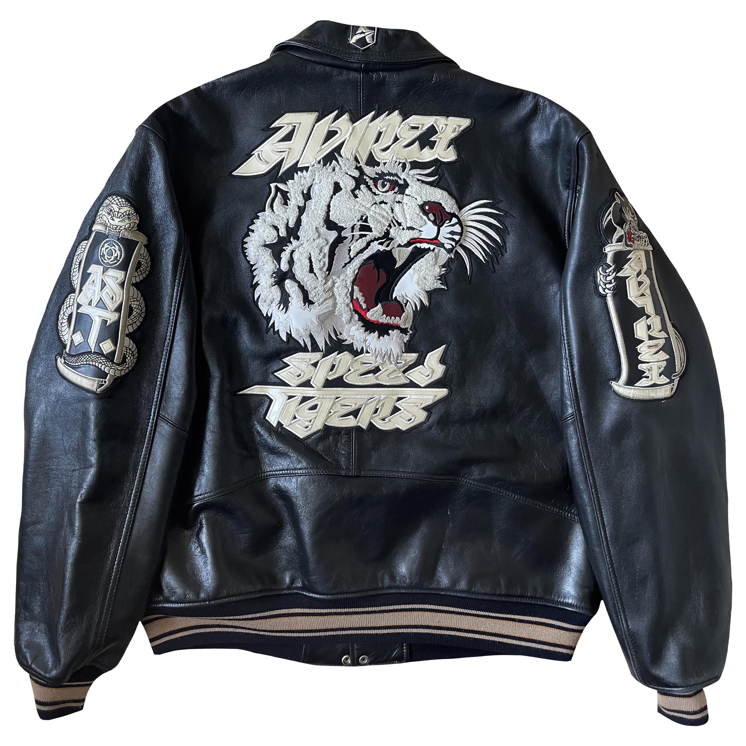 VTG Avirex Speed Tigers Leather Varsity Jacket - Size L - Etsy