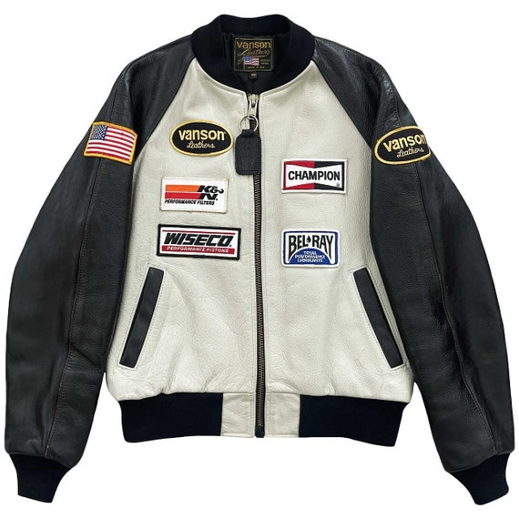 VTG Vanson Leathers Race Team Leather Bomber Jacket - Size M VTG Vanson Leathers Race Team Leather Bomber Jacket - Size M