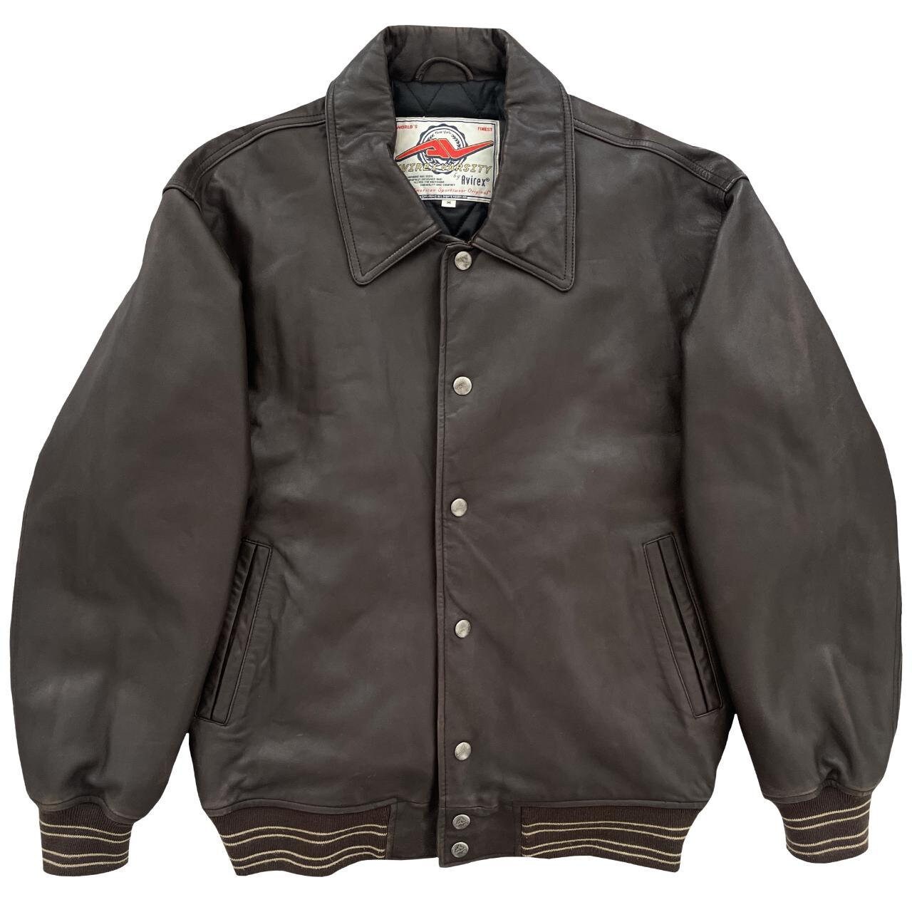 だ*る様 AVIREX VALLAD VARSITY LEATHER JACKE $1398 NWT Avirex Black Leather Varsity Jacket Size S | eBay