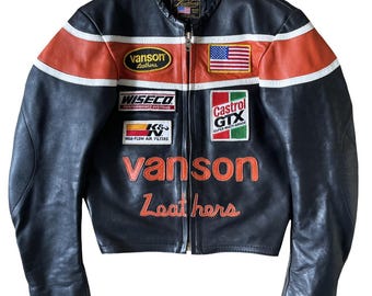 VTG Vanson Leathers Race Team Leather Bomber Jacket - Size XL - Etsy