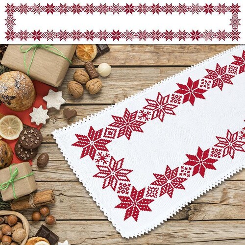Vintage PDF Pattern Christmas Table Runner Cross Stitch Winter Etsy