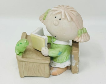 Vintage Bumpkins Porcelain Figurine, School Girl at Desk