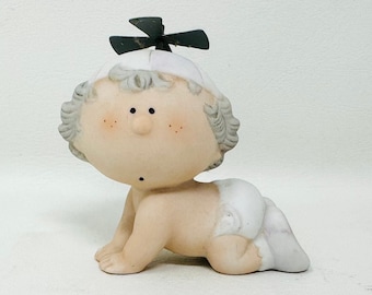 Vintage Bumpkins Porcelain Figurine, Crawling Baby with Propeller Hat