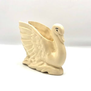 Vintage Off White Pottery Swan Planter, McCoy?