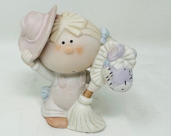 Vintage Bumpkins Porcelain Figurine, Child with Stick Hobby Horse