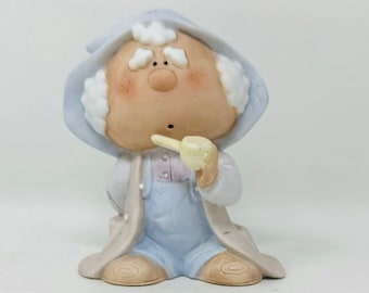 Vintage Bumpkins Porcelain Figurine, Grandfather with Pipe