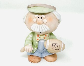 Vintage Bumpkins Porcelain Figurine, Old Man with Football