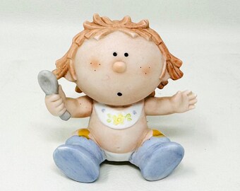 Vintage Bumpkins Figurine, Baby with Rattle