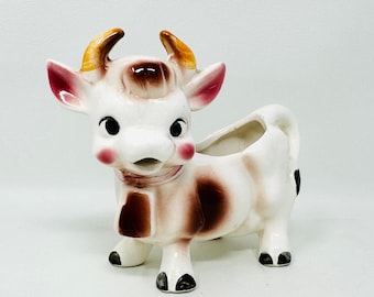 Vintage Brown Spotted Cow Cream Pitcher, Japan