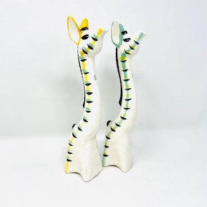 Mid Century Napco Extra Tall Giraffe Salt and Pepper Shaker Set, *Repaired*