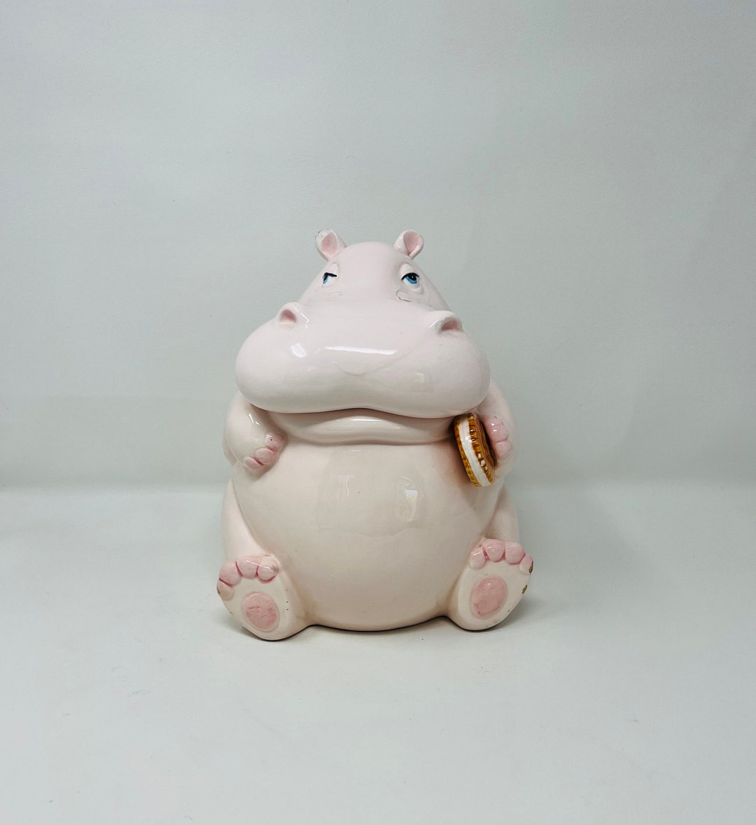 Vintage Fitz and Floyd Hippo Cookie Jar Imperfect Etsy
