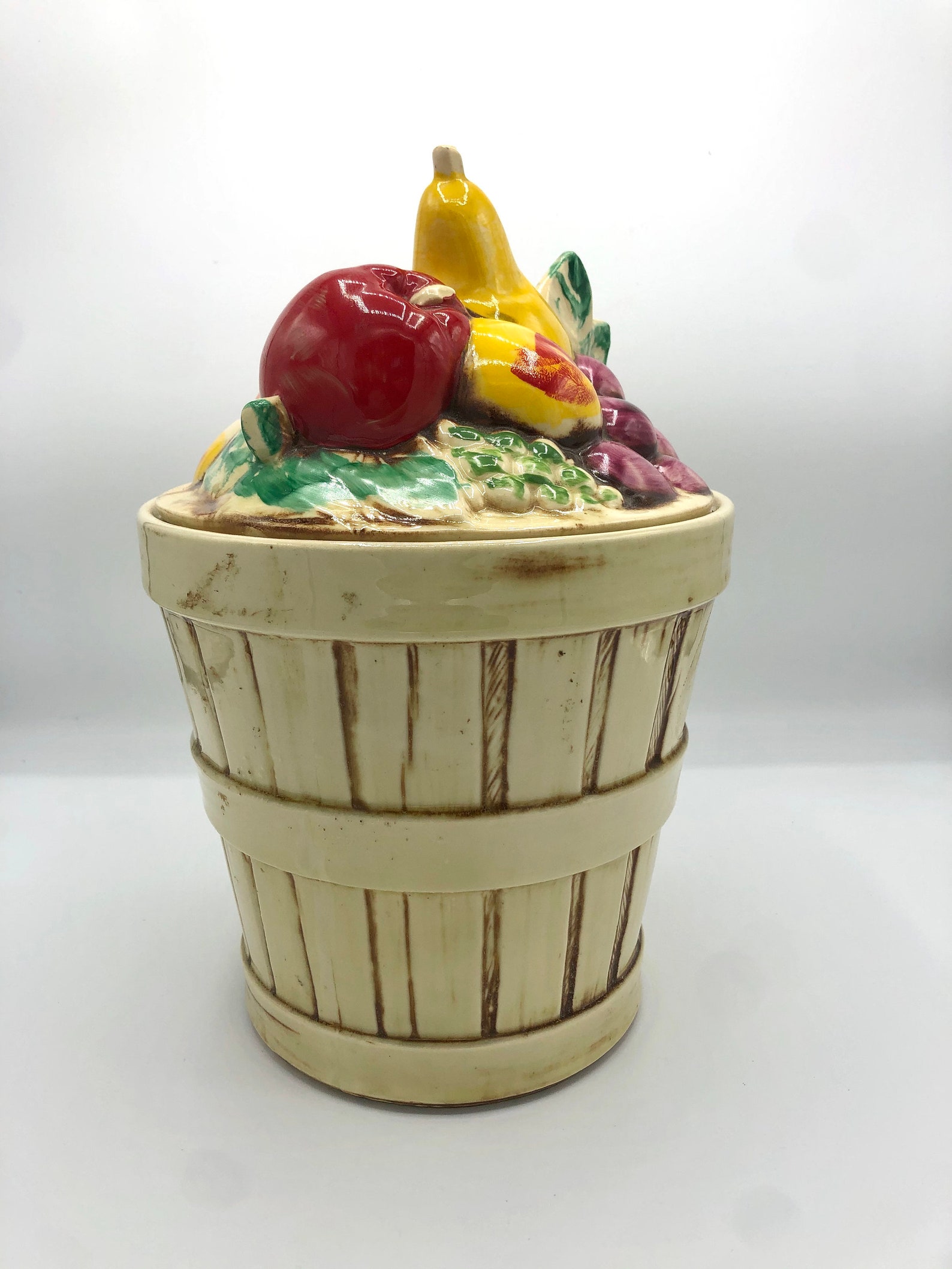 Vintage Mccoy USA Fruit Basket Cookie Jar Etsy