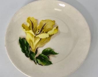 Santa Anita Ware Flores de Hawái Taza de Ensalada de Oro / Postre / Plato de Pan - 1950