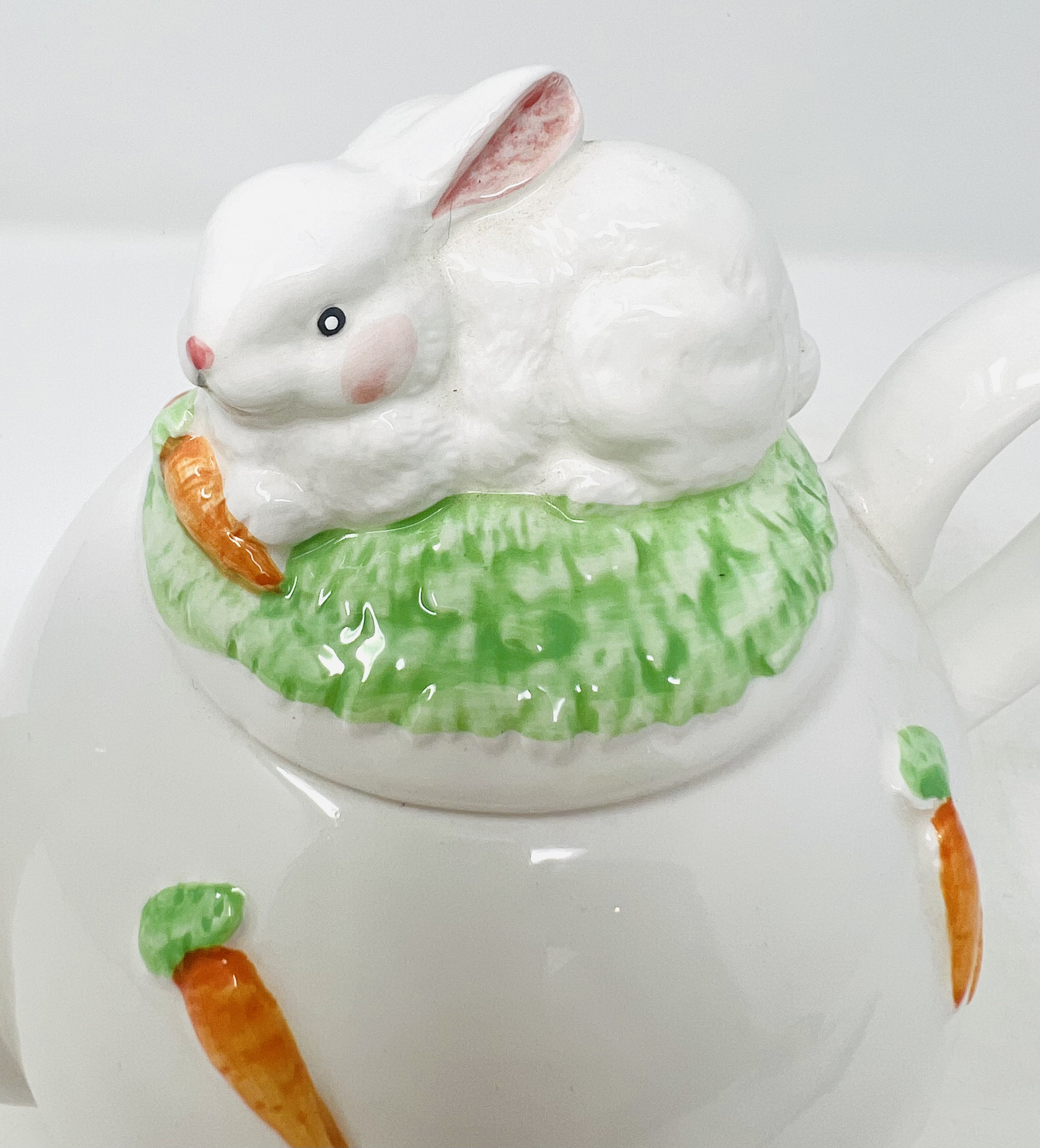 Vintage Ceramic Bunny Teapot With Carrots and Bunnies Etsy