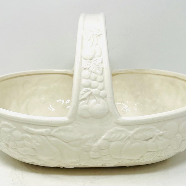 Vintage White Ceramic Centerpiece Basket, Japan