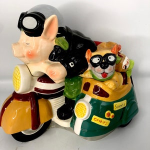 Pig on A Motorcycle With a Sidecar Cookie Jar - Etsy