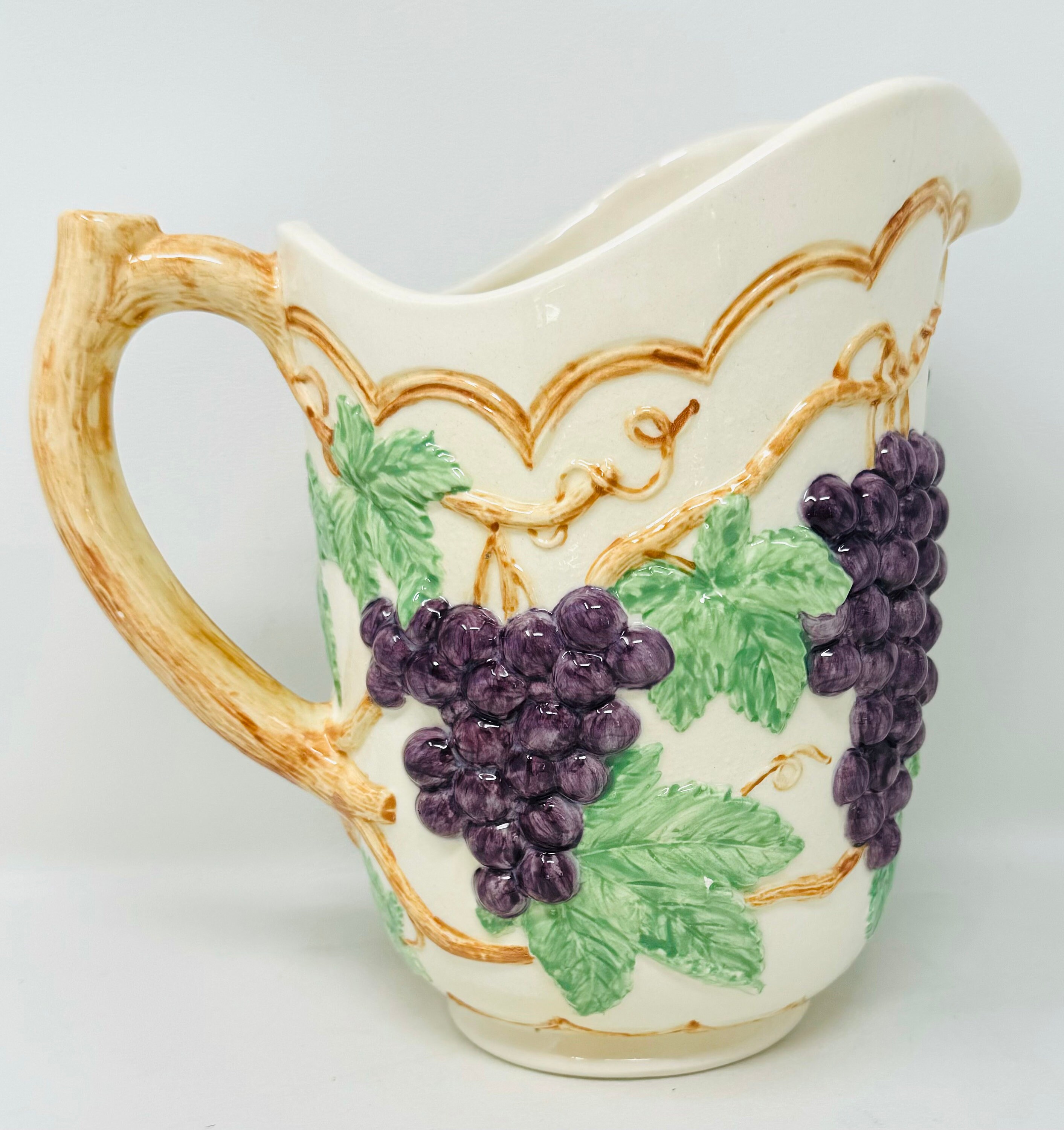 Vintage Arnel's Ceramic Grapevine Drink Pitcher - Etsy