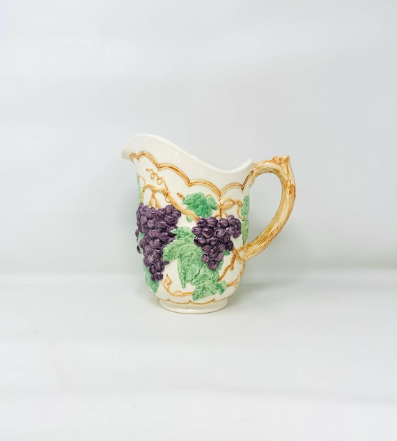 Vintage Arnel's Ceramic Grapevine Drink Pitcher - Etsy