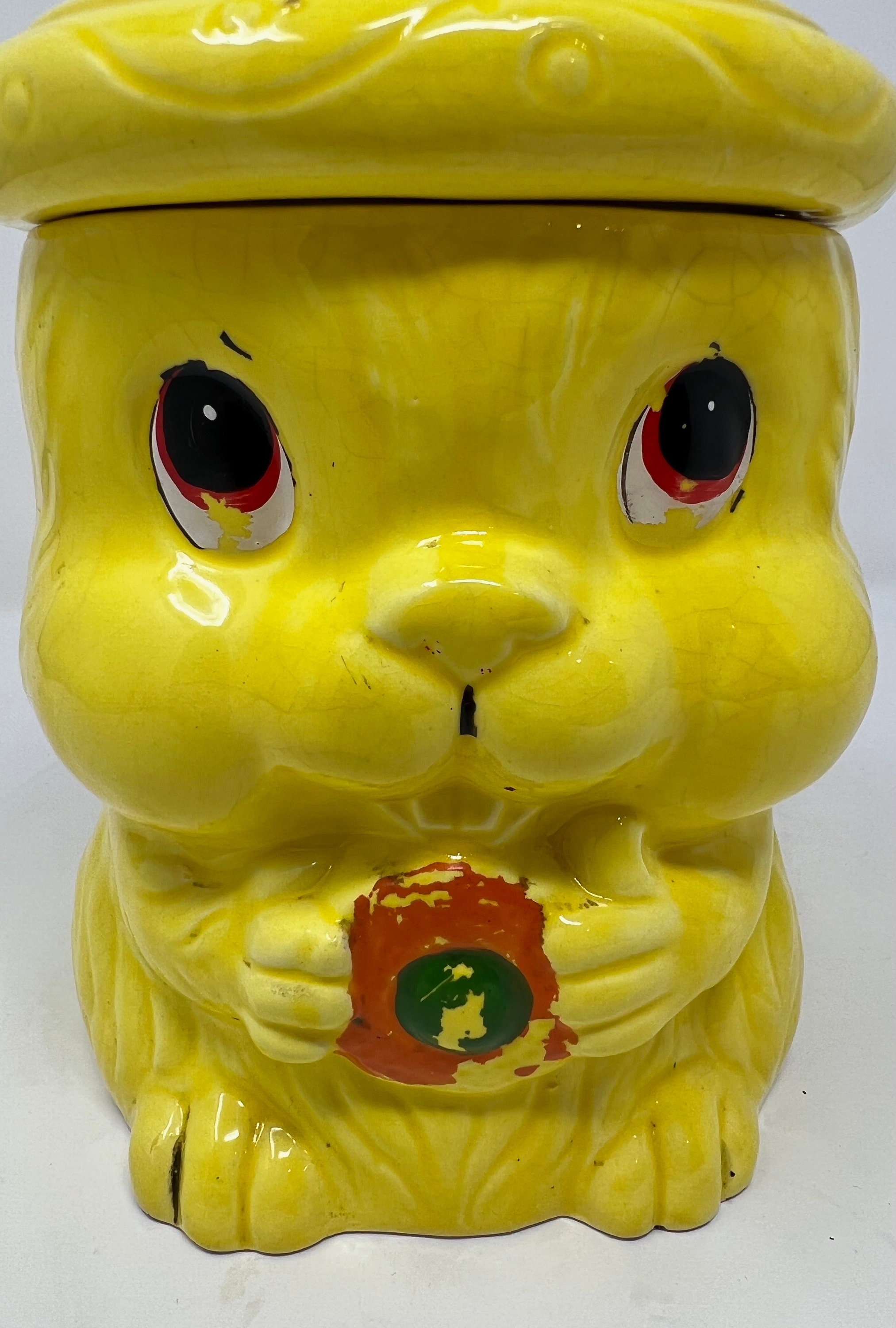 Vintage Bright Yellow Bunny Cookie Jar 1950's Etsy