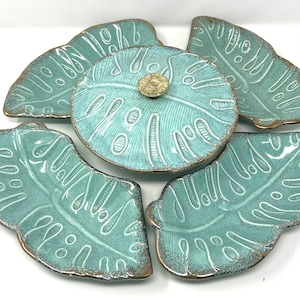Mid Century Century USA Pottery 380 Appetizer/Entertainment/Relish Serving Set, 6 Pieces