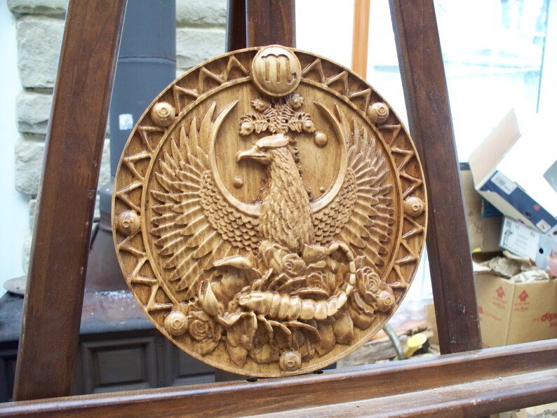 Zodiac,Scorpion sculpture,Sign best gift for Birthday baso relief wood