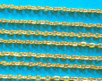 1m of Fine/medium gold plated flat trace chain (cut to 1 metre lengths)