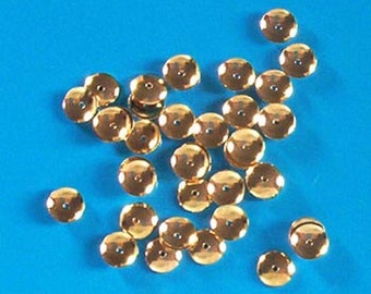 100 gold plated, 6mm diameter bead caps, findings for jewellery making crafts