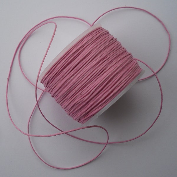 5m of pink waxed cotton cord, 0.8mm diameter, for jewellery and other crafts