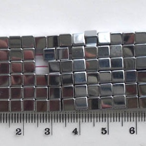 10 x magnetic 'hematite' 4mm cube beads, silver coloured, for jewellery making and crafts, PLEASE READ DESCRIPTION