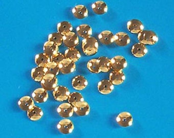 100 gold plated, 5mm diameter bead caps, findings for jewellery making crafts