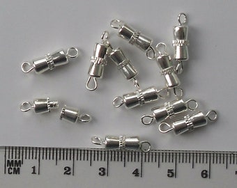 10 silver plated 'waisted' screw clasps - good quality findings for jewellery making crafts