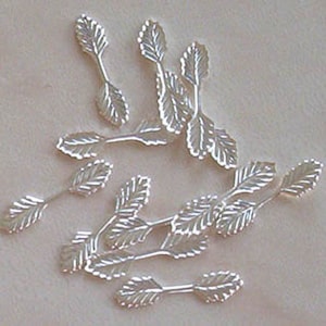 100 small (22mm) silver plated leaf bails, findings for jewellery making crafts