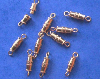 10 small gold plated barrel clasps - good quality findings for jewellery making crafts