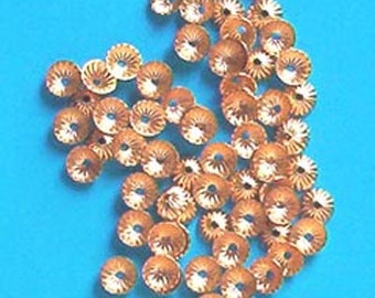 100 gold plated, 5mm diameter, fluted bead caps, findings for jewellery making crafts