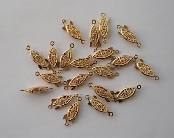 20 x filigree gold plated push-in clasps  - good quality findings for jewellery making crafts