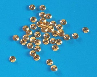 100 gold plated, 4mm diameter bead caps, findings for jewellery making crafts