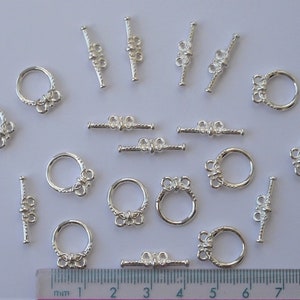 10 silver plated 2-string t bar or toggle clasps - good quality findings for jewellery making crafts